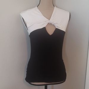 Vince Camuto Sexy black and white peek a boo top